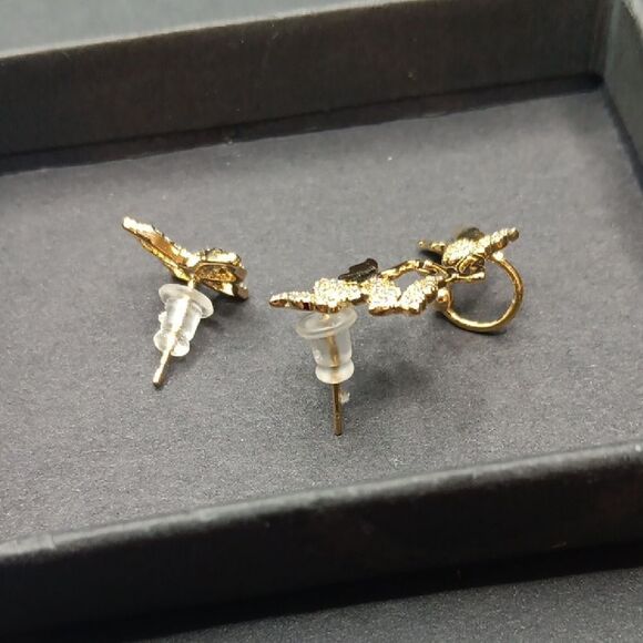 Vercret Butterfly 925 Sterling Silver Goldtone Earring Set New In Box - Picture 4 of 4